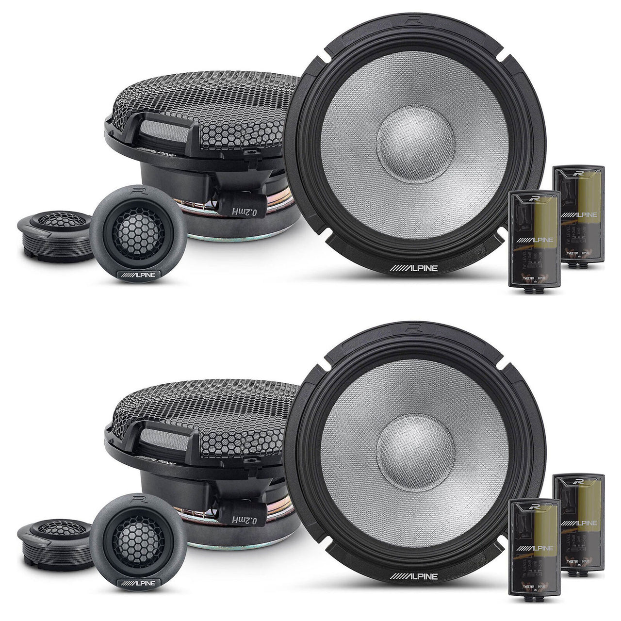 2 Pair Alpine R-Series R2-S65C 6.5" 300 Watts Component Car Audio Speaker