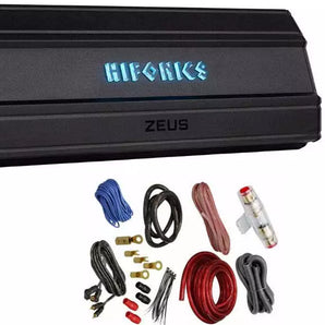 Hifonics ZD-2550.1D 2550W Mono Amplifier 1 Ohm Class-D Amp + KIT4 4G Amp Kit