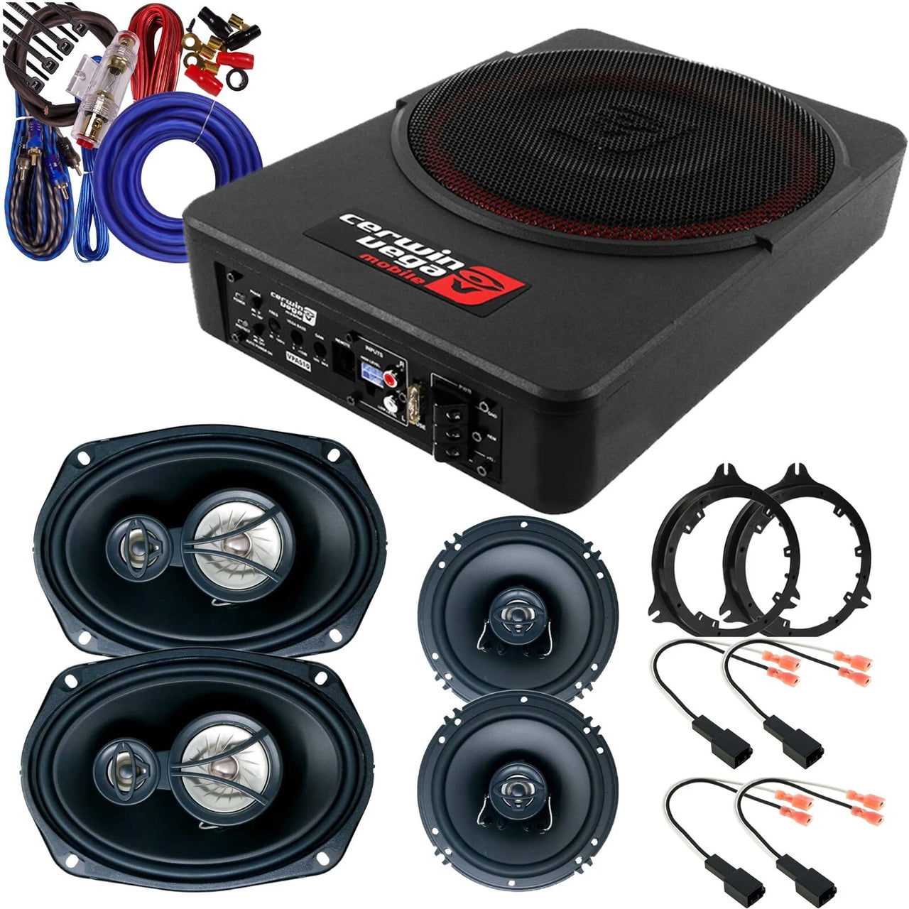 Cerwin Vega 6.5 & 6x9" Speakers & 10" Powered Subwoofer Fit 2004-15 Nissan Titan