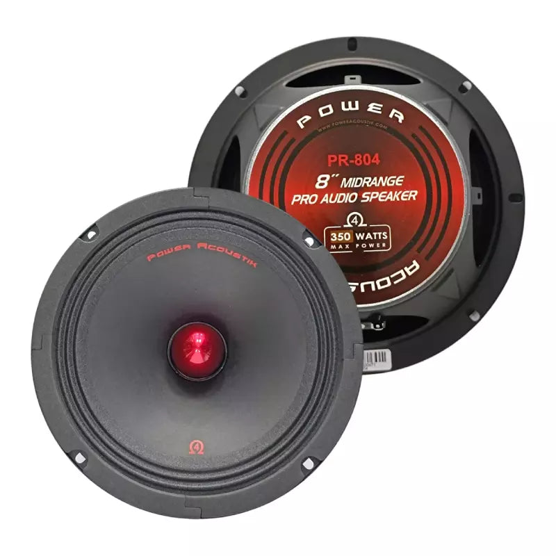 Power Acoustik PR-804 8" Midrange Pro Audio Speakers w/ Bullet Pair