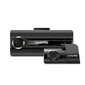 Alpine DVR-C310R Wi-Fi-enabled dashboard dash cam with front and rear cameras for video recording.