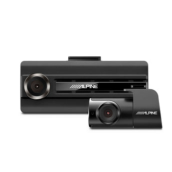 Alpine DVR-C310R Wi-Fi-enabled dashboard dash cam with front and rear cameras for video recording.