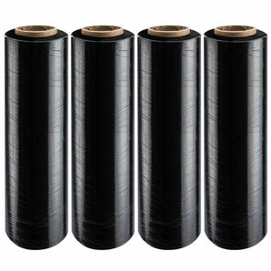 Absolute USA 4 BLACK Rolls 18"x 1500 SQ FT Roll 80 Gauge Thick Stretch Packing Wrap Pallet Shrink Film