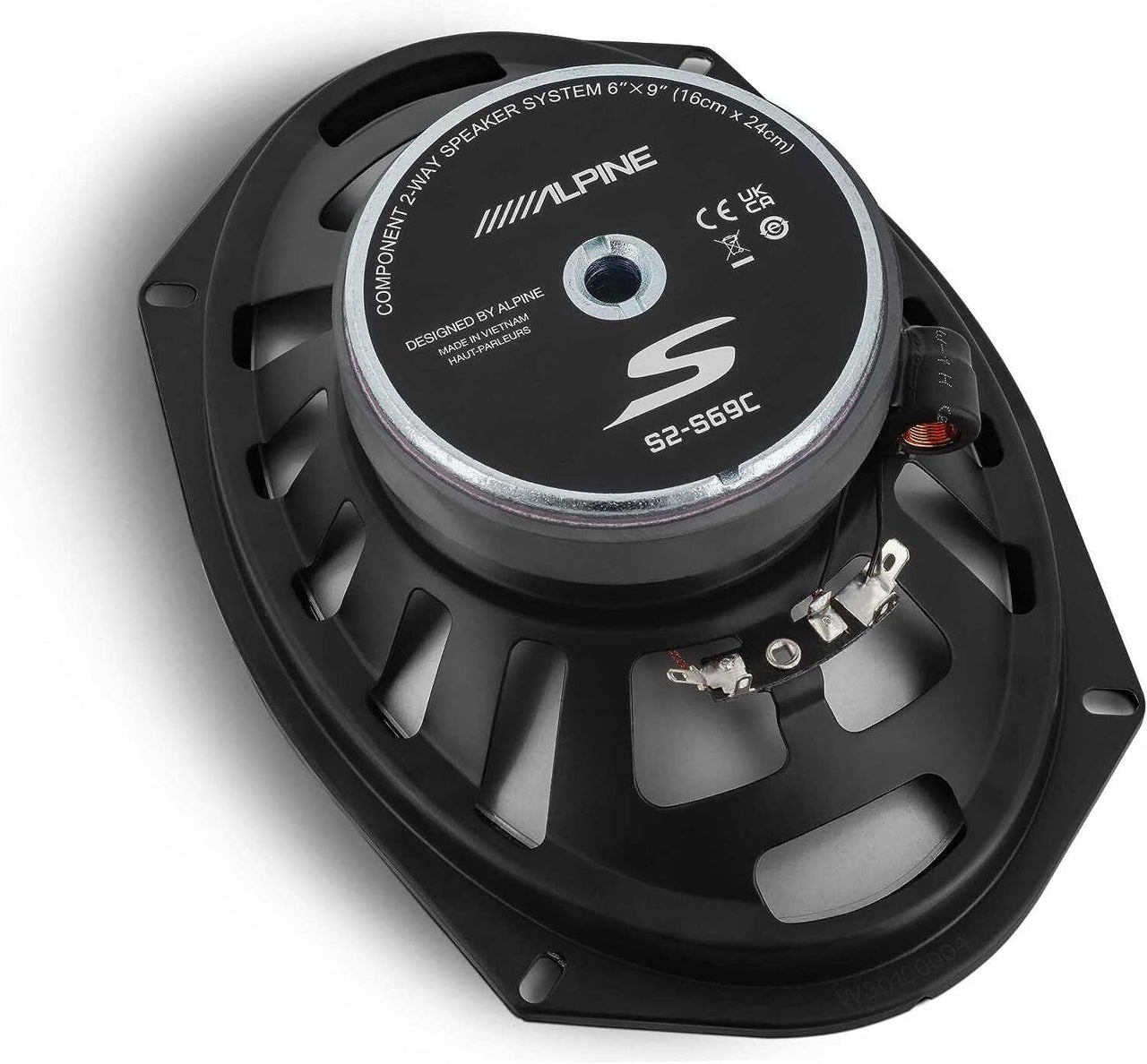 2 Alpine S Series S2-S69C 6x9" Hi-Res Component Car Audio Speaker System & KIT10 Installation AMP Kit
