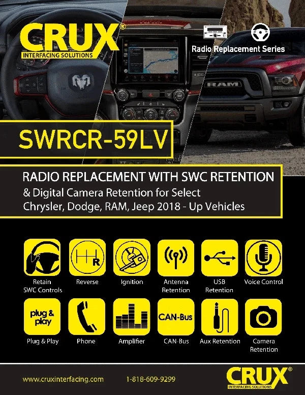 Crux SWRCR-59LV Interface Fit Select 20018-25 Chrysler Dodge Jeep Ram