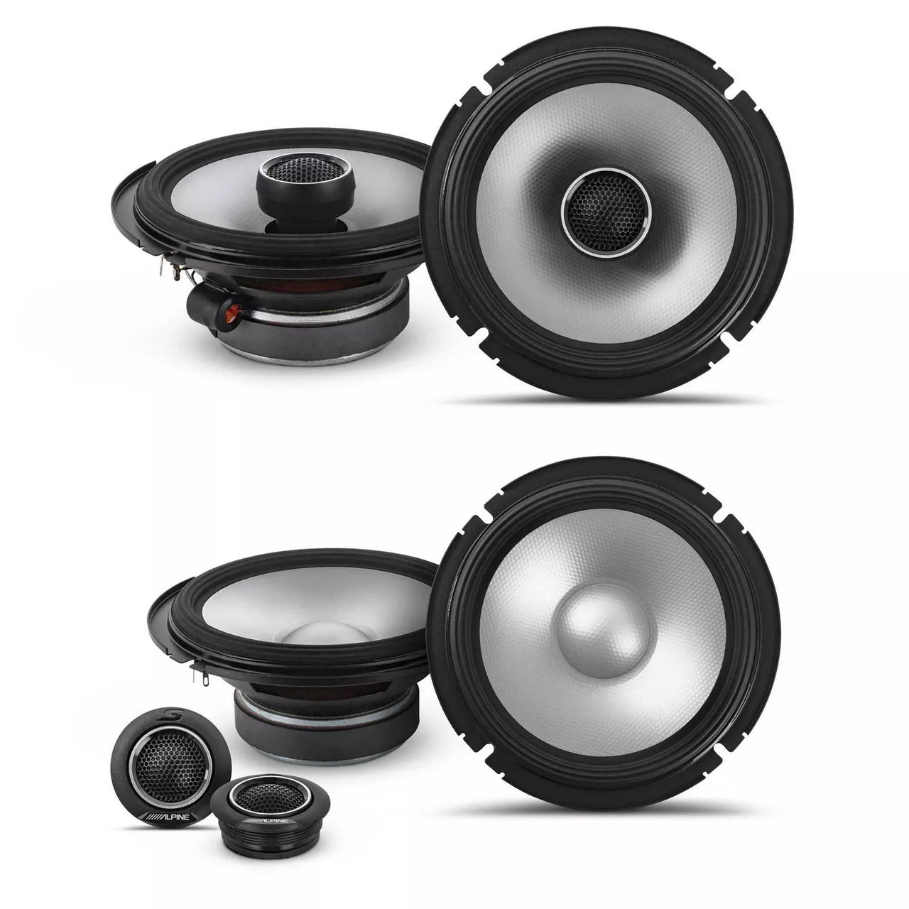 Alpine S2-S65C 6.5" 2 Way Component + S2-S65 6.5" 2 Way Coaxial Car Speakers