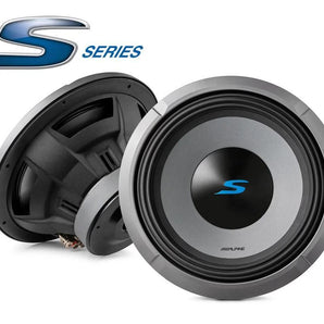 Alpine 2- S2-W12D4 12" S-Series Dual 4 Ohm Car Subwoofer & 2 KTE-12G.3 Grille