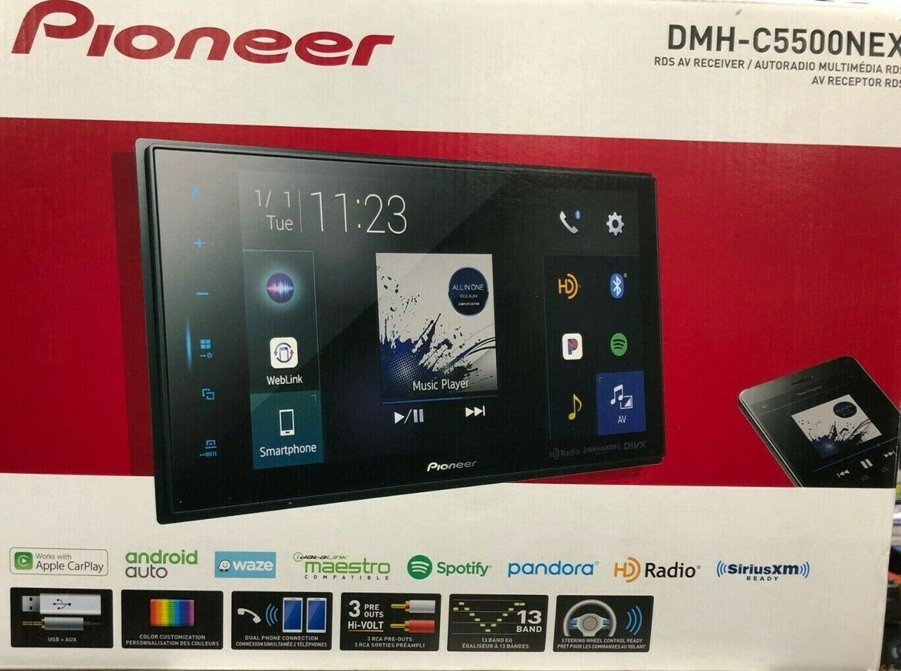Pioneer DMH-C5500NEX Double DIN Bluetooth SiriusXM 8" Multimedia Stereo Receiver