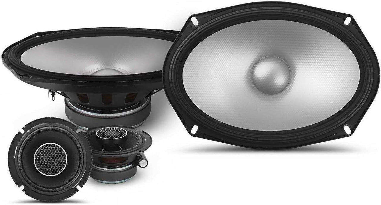 2 Alpine S Series S2-S69C 6x9" Hi-Res Component Car Audio Speaker System & KIT10 Installation AMP Kit