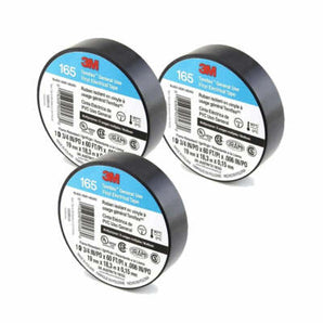 3M Temflex Vinyl Electrical Tape 165, 3/4 in x 60 ft, black roll for electrical insulation.