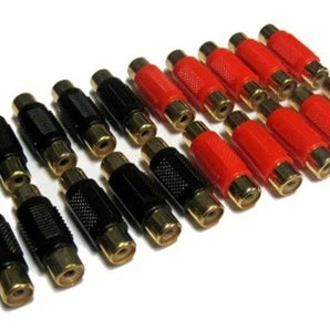 MR DJ FF100-20 Barrel RCA Connector Female/Female Red & Black Bag Of 20
