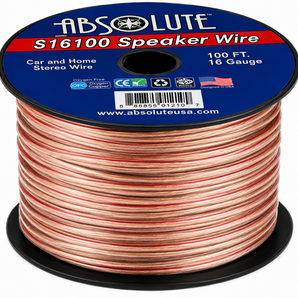 Absolute USA S16G100 16 Gauge 100 Feet Clear 2-Conductor Speaker Wire