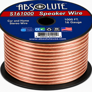 Absolute USA S16G1000 16 Gauge 1000 Feet Clear 2-Conductor Speaker Wire