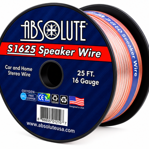 Absolute S1625 16 Gauge 25 Feet Clear Speaker Wire