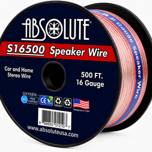 Absolute USA S16G500 16 Gauge 500 Feet Clear 2-Conductor Speaker Wire
