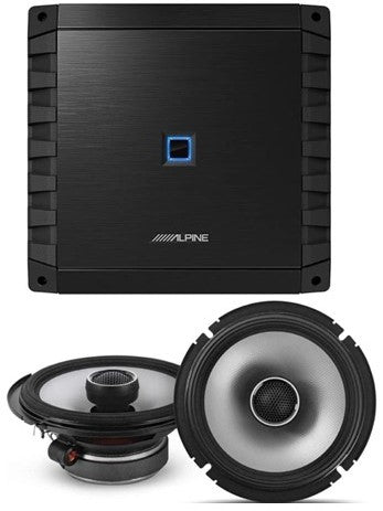 Alpine S2-A36F 600W 4-Channel Car Amplifier & S2-S65 6.5" Coaxial Speakers & KIT10 Installation AMP Kit