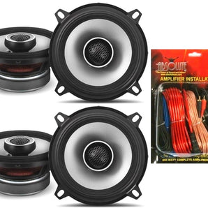 2 Pair Alpine S2-S50 S-Series 5.25" Coaxial Speaker & KIT10 Installation AMP Kit