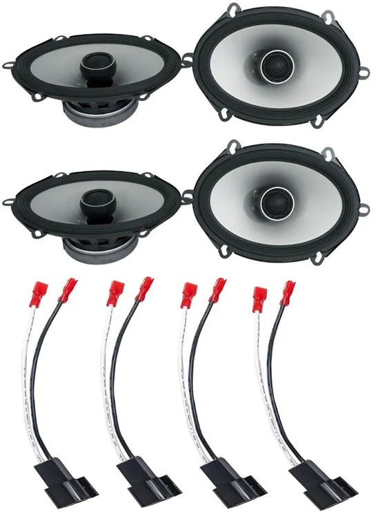 2 Alpine S2-S68 6x8" 5x7" Rear & Front Factory Speaker Replacement Kit For 2011-2015 Ford F-650/750 + Metra 72-5600 Speaker Harness