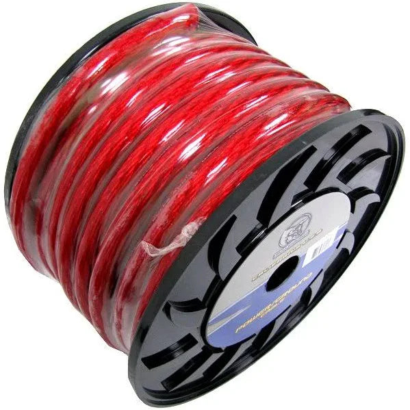 (2) BULLZ AUDIO 1/0 Gauge 50 FT Xtreme Twisted Power Ground Wire Cables | Red