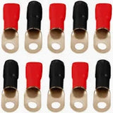  10 Pack 1/0 Gauge AWG Red/Black Ring Terminal Wire Crimp Cable with 5/16 Boots