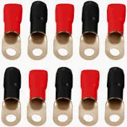  10 Pack 1/0 Gauge AWG Red/Black Ring Terminal Wire Crimp Cable with 5/16 Boots