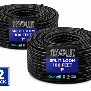 2 Rolls 100 Ft 1" Split Wire Loom Conduit Polyethylene Black Tubing Sleeve Tube