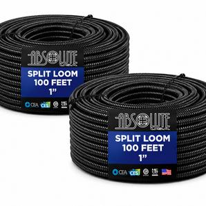 Absolute SLT10-200 200' 1" 25mm Split Wire Loom Conduit Polyethylene Corrugated Tubing Sleeve Tube