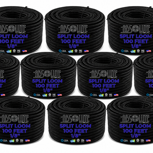 True 10 Roll 100 Ft 1/8" Split Wire Loom Conduit Polyethylene Tubing Sleeve Tube