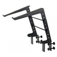 Thumbnail for MR DJ LTS109SI Laptop Computer Stand Silver Mobile Disc Jockey PC Table Rack Mount Clamp Bracket
