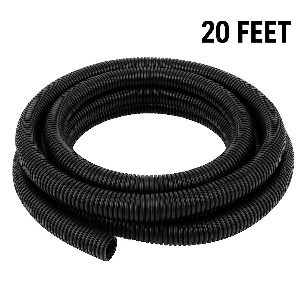 MR DJ 3-Pack 1/4", 3/8", 1/2" x 50 Feet Each Split Wire Loom Convoluted Tubing