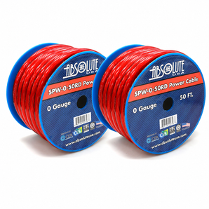 2 SPW-0-50RD 1/0 Gauge 50 FT Red Xtreme Twisted Power/Ground Battery Wire Cables