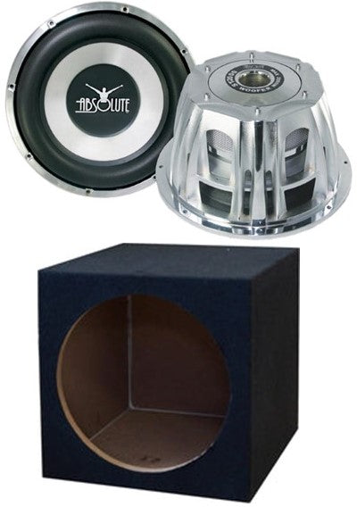 Absolute ST-1500 2000 Watt 10" Dual 4-Ohm Car Subwoofer + Sealed Enclosure Box