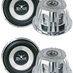 2 x Absolute ST-1500 2000W 10" Dual 4-Ohm Car Subwoofer + 8 Gauge Amp Kit