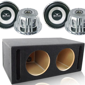 Absolute ST-1500 2000 Watt 10" Dual 4-Ohm Car Subwoofer + Double Ported Enclosure Box