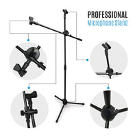 Thumbnail for MR DJ MS-300 Universal Adjustable Tripod Microphone Stands Adjustable Boom Stage with Mic Holder Clips