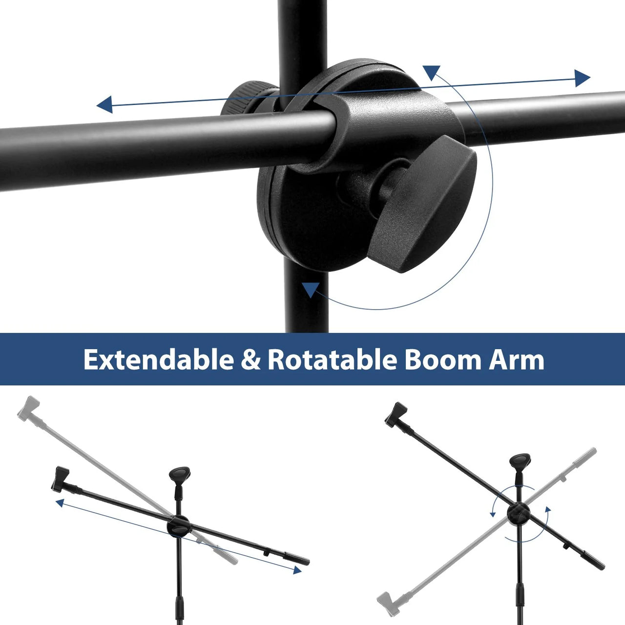 MR DJ MS-300 Universal Adjustable Tripod Microphone Stands Adjustable Boom Stage with Mic Holder Clips