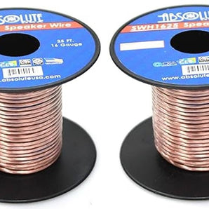 2 Absolute USA SWH1625 25' 16 Gauge Car Home Audio Speaker Wire Cable Spool
