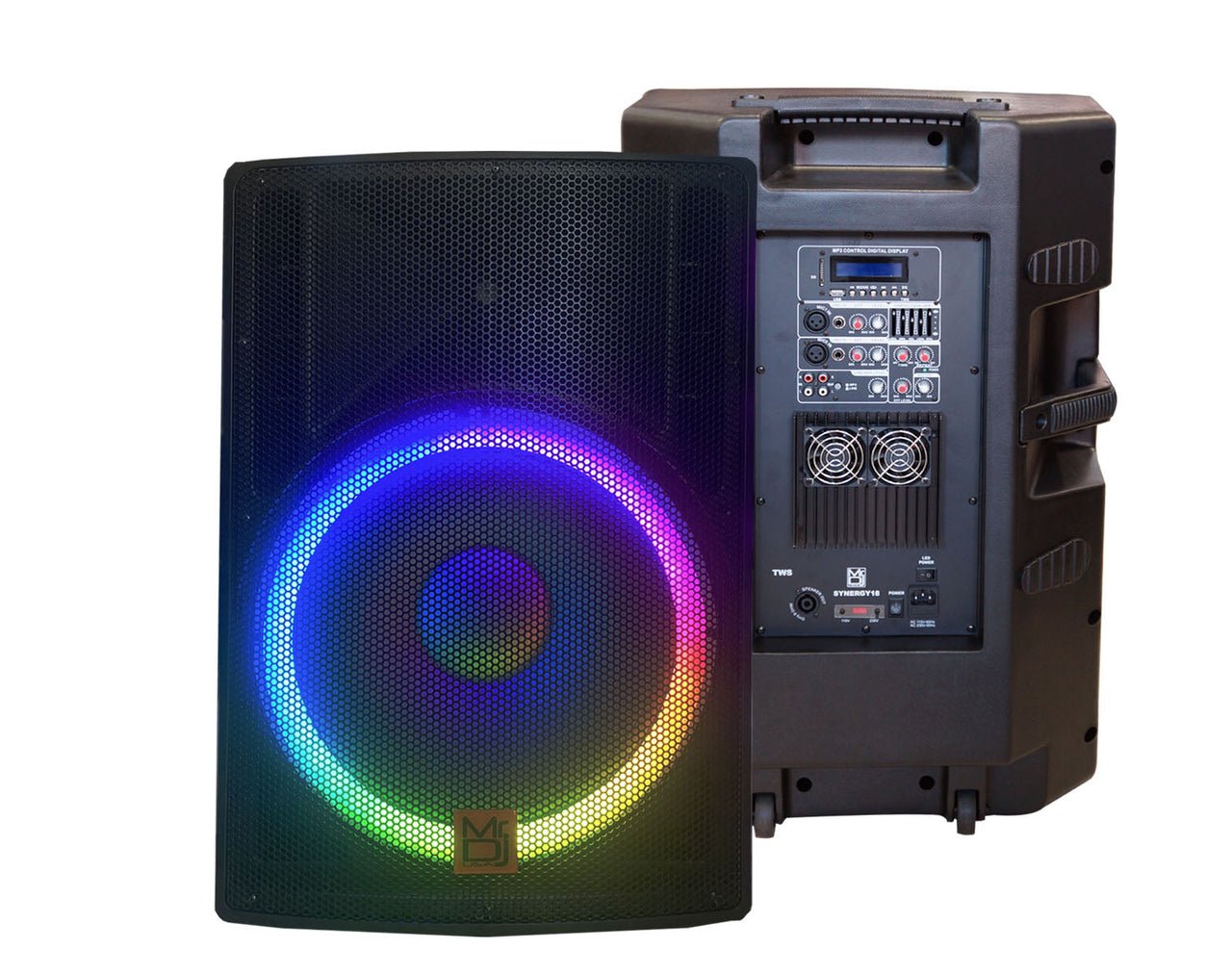 MR DJ SYNERGY18 18" 5500W Pro PA DJ Powered Active Bluetooth Speaker + Speaker Stand