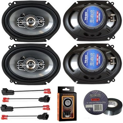 2 Absolute TQ-684 6"x8" 5x7" Front & Rear Speakers + Harness Fit 2005-07 Ford F250/350/450/550
