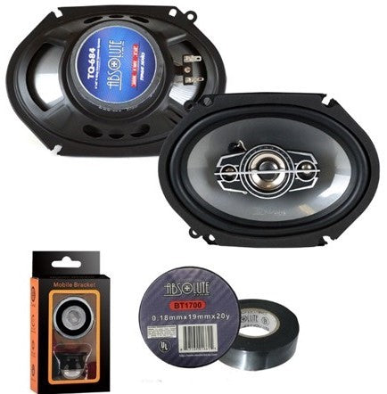 Absolute TQ-684 6"x8" 600W 4-Way Coaxial Car Speakers Bundle