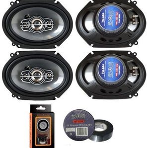 2 Pair Absolute TQ-684 6"x8" 600W 4-Way full-range Coaxial Speakers Bundle