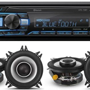 Alpine UTE-73BT Mech-less Bluetooth & 2 Pair S2-S40 4" Speakers & KIT10 AMP Kit