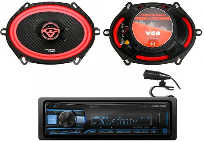 2 Pair Cerwin-Vega V68 6x8" Speakers + Alpine UTE-73BT Bluetooth Car Stereo