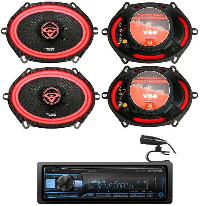2 Pair Cerwin-Vega V68 6x8" Speakers + Alpine UTE-73BT Bluetooth Car Stereo