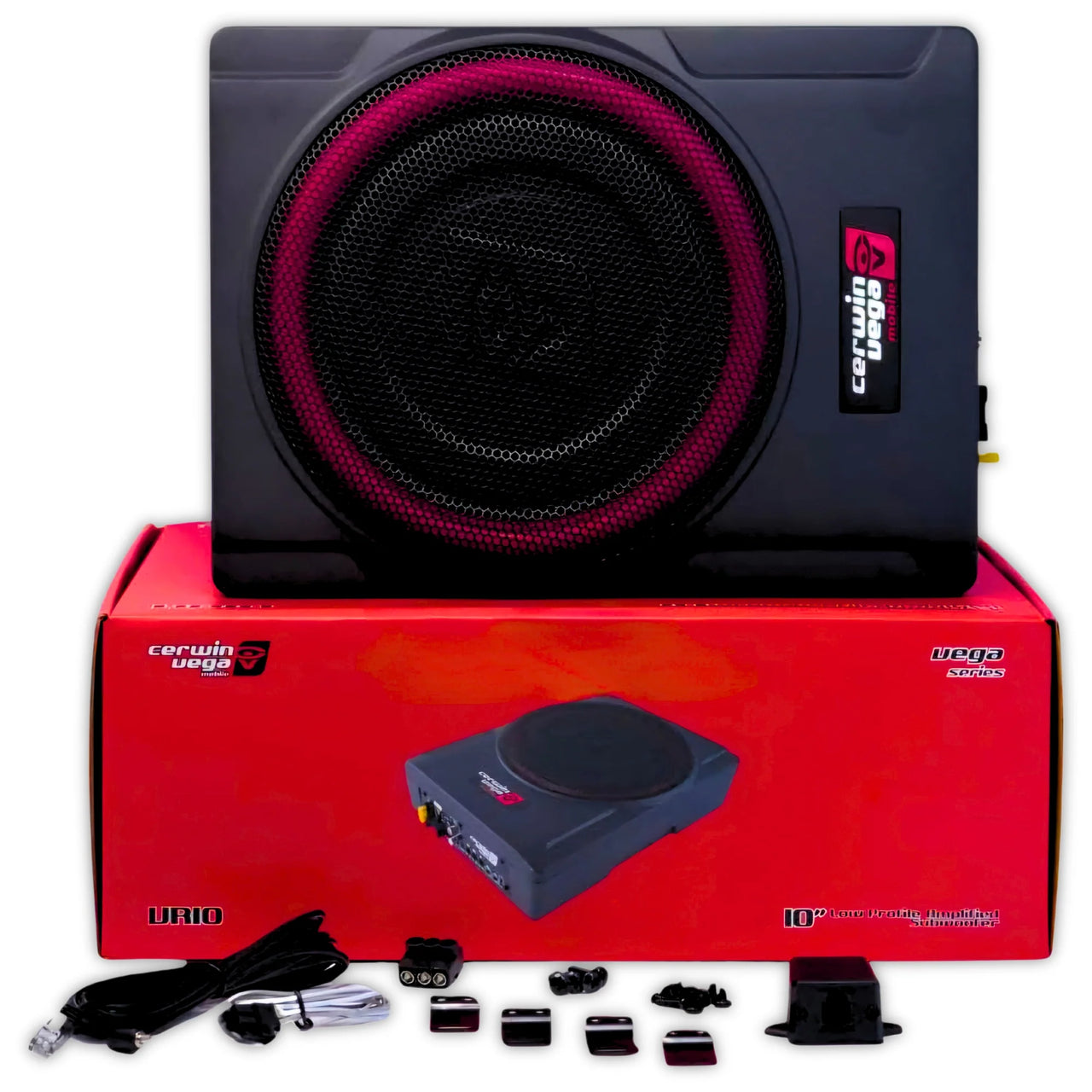 Cerwin Vega VR10 Under Seat Subwoofer Enclosure + KIT4R 4G AMP Kit