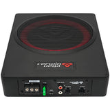 Cerwin-Vega VPAS821 870W 8" underseat enclosure with 2-channel output and sleek black design.