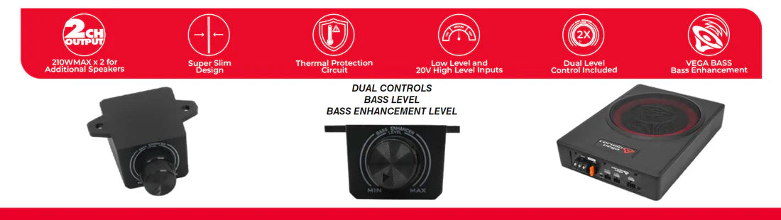 Cerwin-Vega VPAS821 870W 8" Underseat Enclosure with 2-Channel Output