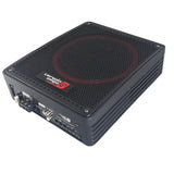 Cerwin Vega VRAD10 active slim subwoofer enclosure with passive radiator features and sleek design.