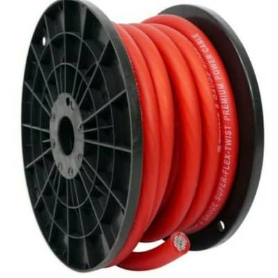 (2) 1/0 Gauge 50 FT Xtreme Twisted Power Ground Wire Cables | Red