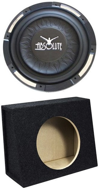 Absolute XS-1000 10" 1500 Watts Single Slim Shallow Subwoofer + Sealed Angle Truck Enclosure Box